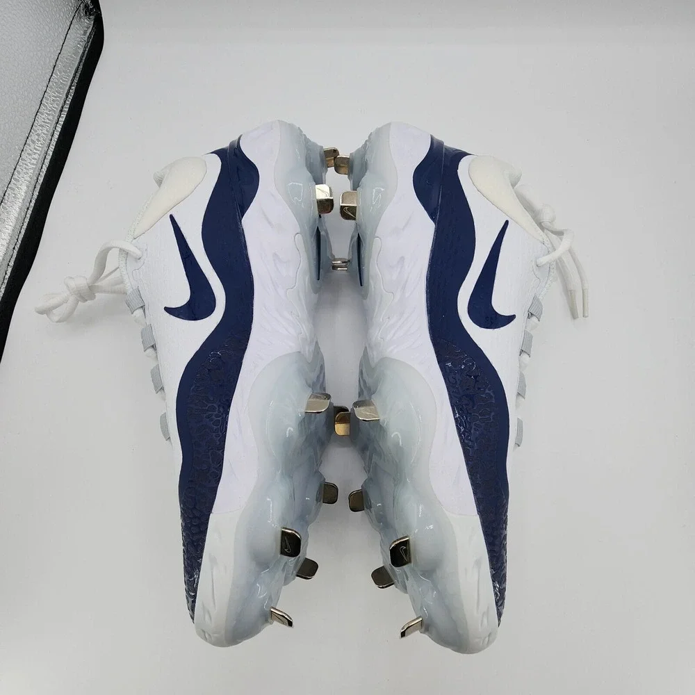 Nike Alpha Huarache Elite 4 Low‎ Baseball Cleats Mens 8 D2745-103 White Blue NEW